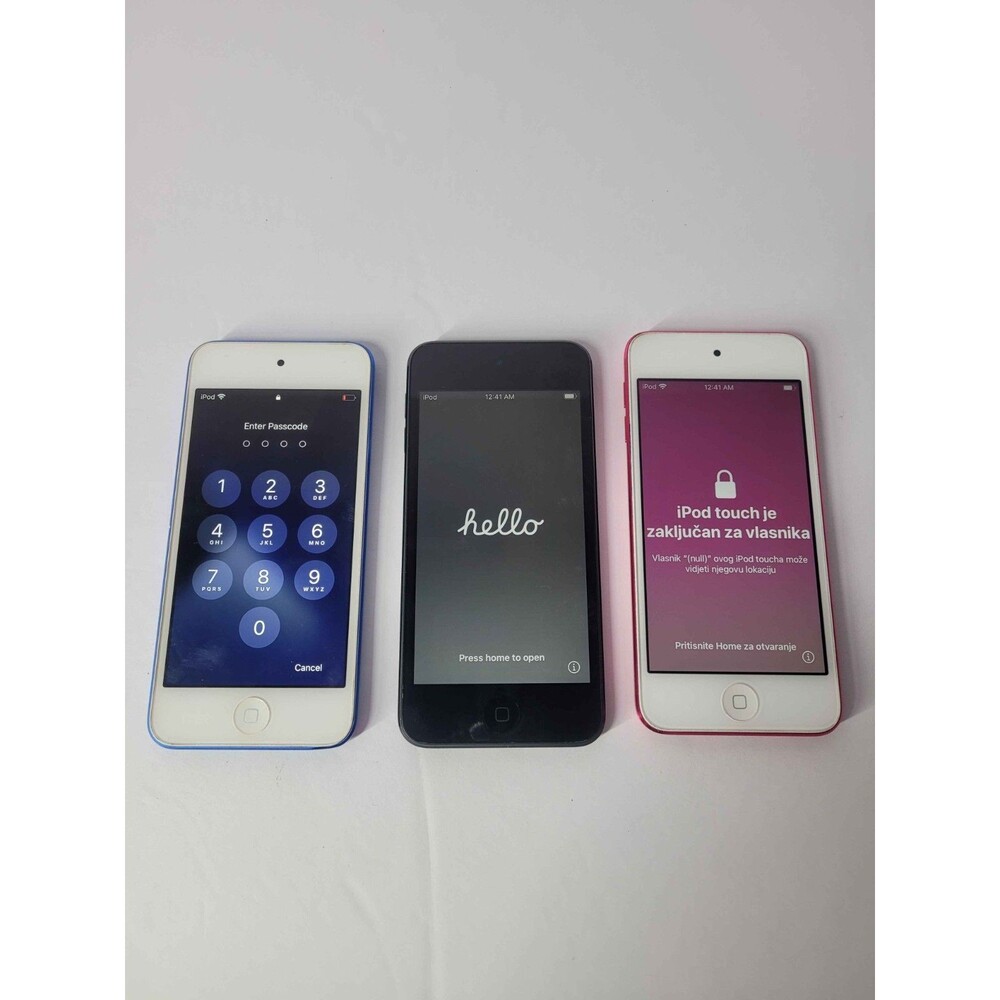 (3) x Apple iPod touch 7th Generation A2178 Pink/Blue/Gray- 32/128/32 - Locked